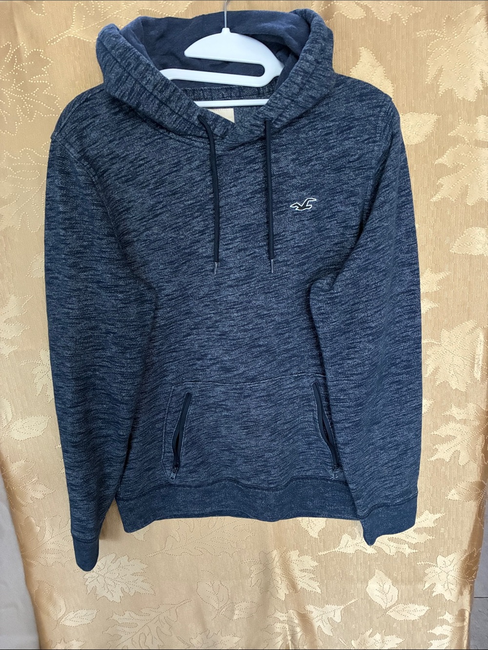Hollister Men's Dark Navy Heather Hooded Pullover